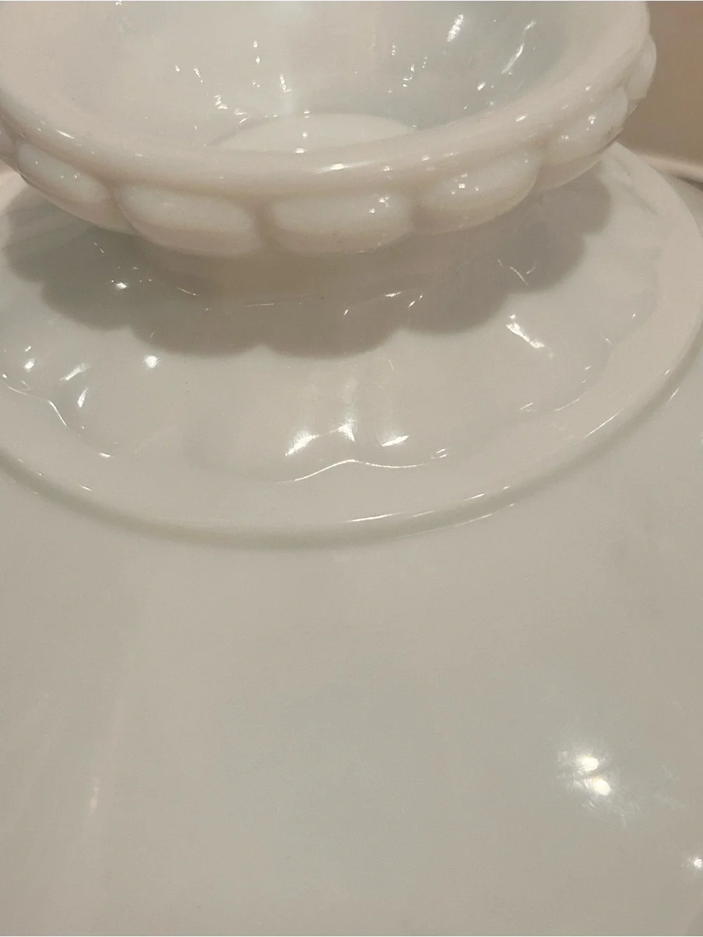 Vintage 1950s-60s Westmoreland White Milk Glass Bowl Ring & Petal Footed